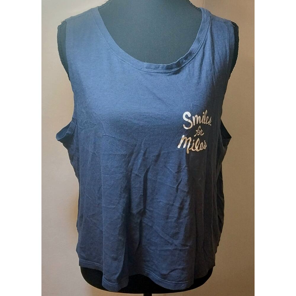 Old Navy Sunday Sleep Tank Top Women’s Large Blue "Smiles for Miles" Sleepwear